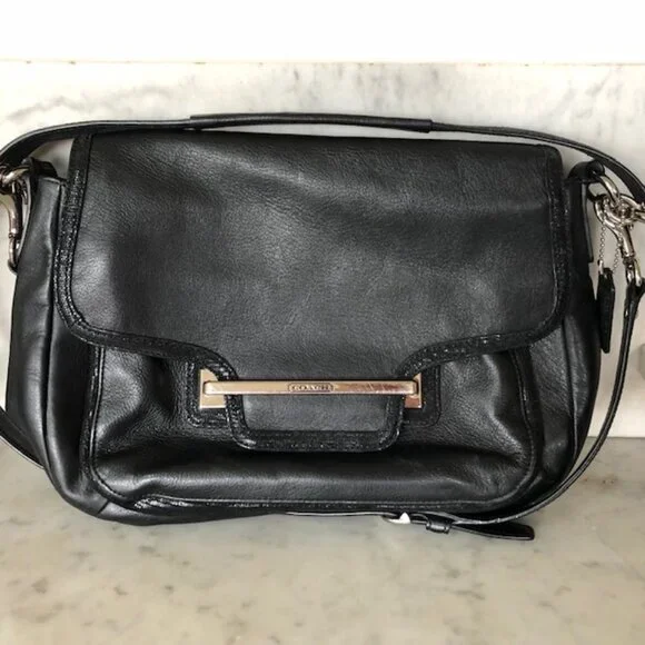 COACH Taylor Black Leather Marin Satchel Tote Shoulder Bag Vintage - Picture 4 of 15